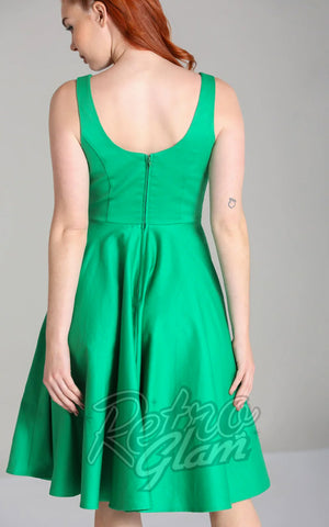 Hell Bunny Heidi Dress in Mid Green back Hell Bunny Heidi Dress in Mid Green back