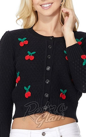 Mak Cherry Cardigan in Black rockabilly