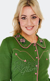 Voodoo Vixen Western Rose Cardigan in Green rockabilly Voodoo Vixen Western Rose Cardigan in Green rockabilly