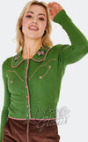 Voodoo Vixen Western Rose Cardigan in Green and pink Voodoo Vixen Western Rose Cardigan in Green and pink