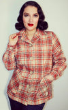 Astro Bettie 1940's Jacket in Red & Tan Plaid Astro Bettie 1940's Jacket in Red & Tan Plaid