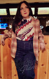 Astro Bettie 1940's Jacket in Red & Tan Plaid vintage Astro Bettie 1940's Jacket in Red & Tan Plaid vintage