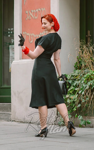 Astro Bettie 1940's Dress in Red & Black back Astro Bettie 1940's Dress in Red & Black back