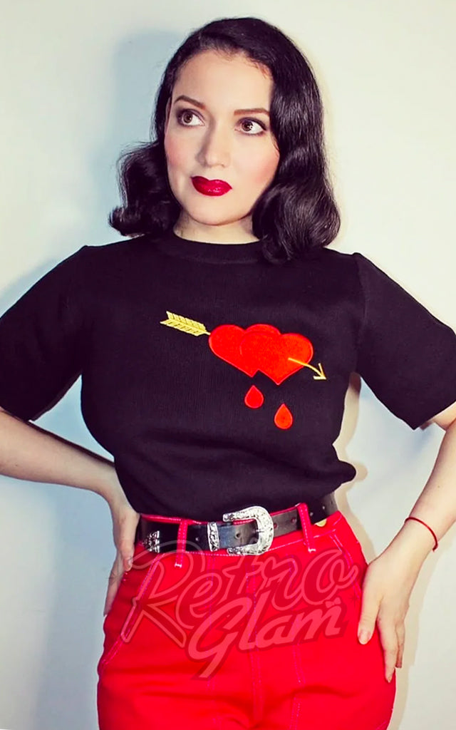 Astro Bettie Bleeding Heart Sweater in Black Astro Bettie Bleeding Heart Sweater in Black