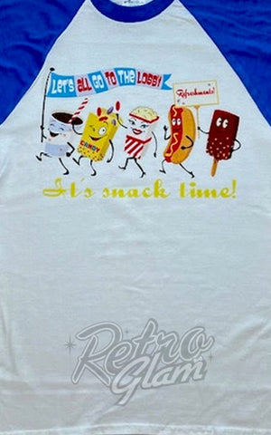 Astro Bettie Drive-In White & Blue Raglan Tee detail Astro Bettie Drive-In White & Blue Raglan Tee detail