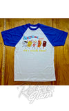 Astro Bettie Drive-In White & Blue Raglan Tee Astro Bettie Drive-In White & Blue Raglan Tee