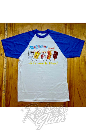 Astro Bettie Drive-In White & Blue Raglan Tee Astro Bettie Drive-In White & Blue Raglan Tee