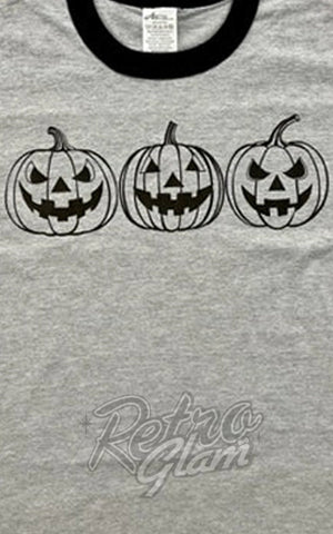 Astro Bettie Unisex Jack-O-Lantern Trio Ringer T-Shirt Astro Bettie Unisex Jack-O-Lantern Trio Ringer T-Shirt