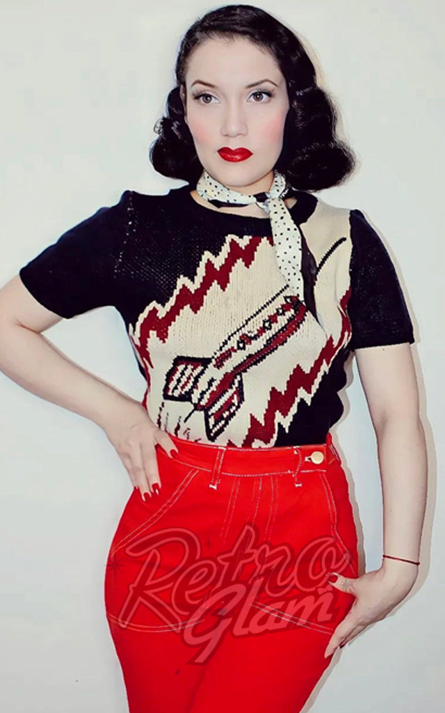 Astro Bettie To The Moon Rocket Sweater - XL left only