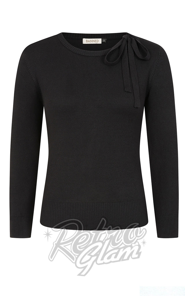 Banned Bella Bow Jumper in Black - Pre-Order Banned Bella Bow Jumper in Black - Pre-Order