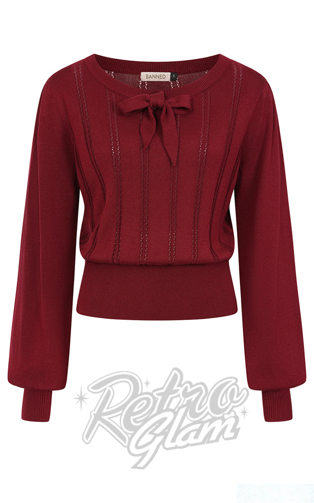 Banned Angel Pointelle Jumper in Burgundy - Pre-Order Banned Angel Pointelle Jumper in Burgundy - Pre-Order