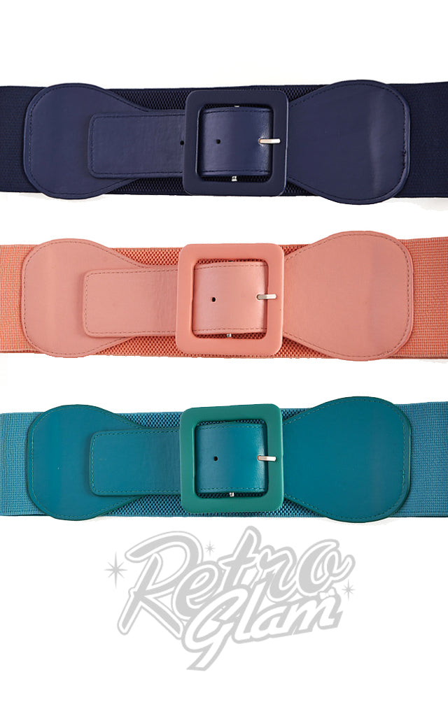 Banned Last Day Out Square Buckle Stretch Belt - Pink & Turq only Banned Last Day Out Square Buckle Stretch Belt - Pink & Turq only