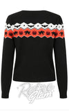 Black sweater with Halloween-themed pattern Black sweater with Halloween-themed pattern