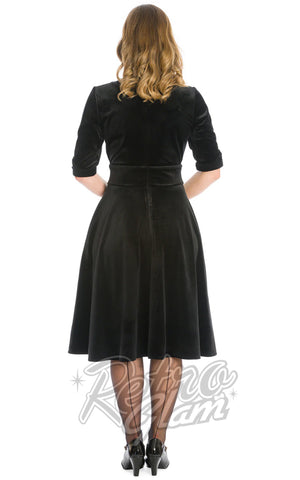 Banned Date Night Velvet Swing Dress in Black back Banned Date Night Velvet Swing Dress in Black back