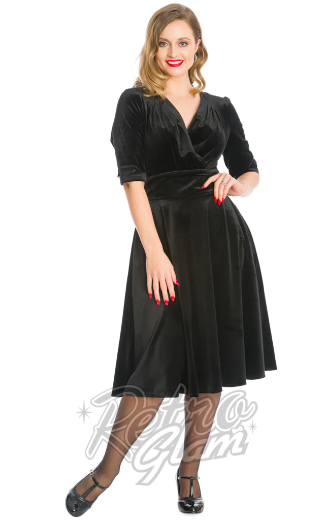 Banned Date Night Velvet Swing Dress in Black Banned Date Night Velvet Swing Dress in Black