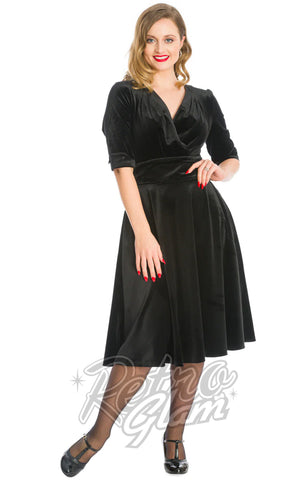 Banned Date Night Velvet Swing Dress in Black Banned Date Night Velvet Swing Dress in Black