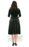 Banned Date Night Velvet Swing Dress in Green back Banned Date Night Velvet Swing Dress in Green back