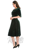 Banned Date Night Velvet Swing Dress in Green pinup Banned Date Night Velvet Swing Dress in Green pinup