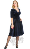 Banned Date Night Velvet Swing Dress in Navy Banned Date Night Velvet Swing Dress in Navy