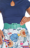 Banned Last Day Out Square Buckle Stretch Belt - Pink & Turq only Banned Last Day Out Square Buckle Stretch Belt - Pink & Turq only