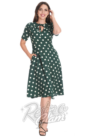 Banned Spot Set Sail Green Polka Dot Dress