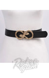 Double Snake Head Black Belt silver Double Snake Head Black Belt silver
