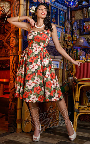Tropical floral swing dress pinup Tropical floral swing dress pinup
