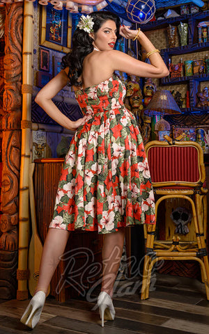 Tropical floral swing dress back Tropical floral swing dress back