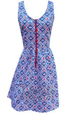 Blue Platypus Fit & Flare Midi Dress in Blue & Red Picnic Print Blue Platypus Fit & Flare Midi Dress in Blue & Red Picnic Print