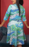 Blue Platypus Sweetheart Dress in Landscape Cool Tones back Blue Platypus Sweetheart Dress in Landscape Cool Tones back