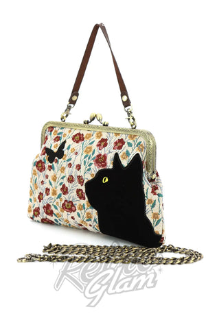 Comeco Floral Black Cat Kisslock purse Comeco Floral Black Cat Kisslock purse
