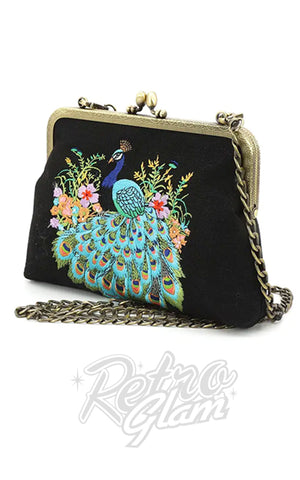 Peacock Kisslock Bag in Black Peacock Kisslock Bag in Black