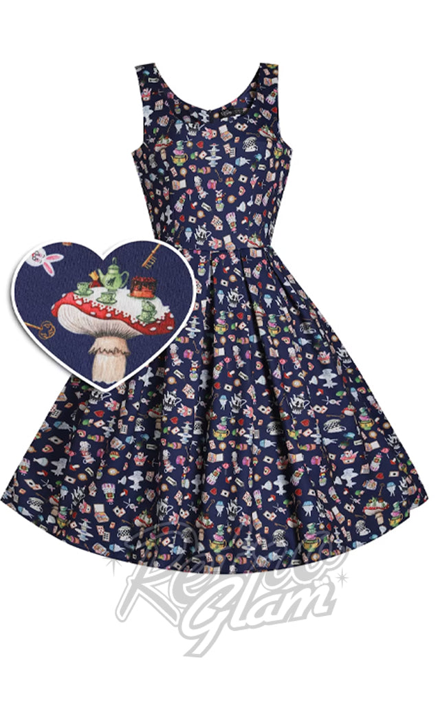 Dolly and Dotty Amanda Dress in Wonderland Print – Retro Glam