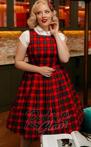 Dolly and Dotty Annie Dress in Red Tartan model Dolly and Dotty Annie Dress in Red Tartan model