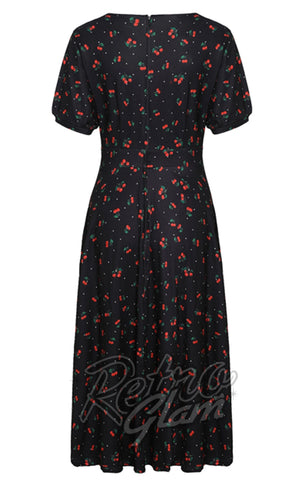 Dolly and Dotty Black Julia Dress in Cherry Print back Dolly and Dotty Black Julia Dress in Cherry Print back