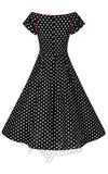Dolly and Dotty Lily Swing Dress in B & W Polka Dot back Dolly and Dotty Lily Swing Dress in B & W Polka Dot back