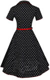 Dolly and Dotty Penelope Black Polka Dot Shirt Dress detail back Dolly and Dotty Penelope Black Polka Dot Shirt Dress detail back