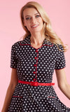 Dolly and Dotty Penelope Black Polka Dot Shirt Dress detail Dolly and Dotty Penelope Black Polka Dot Shirt Dress detail
