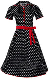 Dolly and Dotty Penelope Black Polka Dot Shirt Dress detail Dolly and Dotty Penelope Black Polka Dot Shirt Dress detail