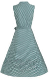Dolly and Dotty Poppy Shirt Dress in Green Polka Dot back Dolly and Dotty Poppy Shirt Dress in Green Polka Dot back