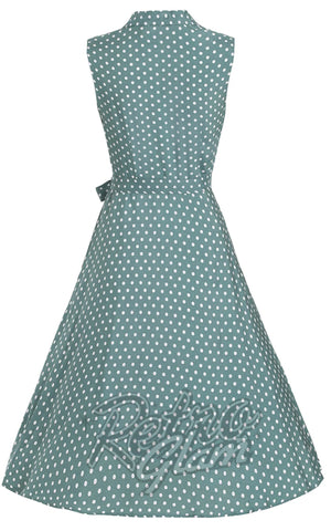 Dolly and Dotty Poppy Shirt Dress in Green Polka Dot back Dolly and Dotty Poppy Shirt Dress in Green Polka Dot back