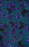 Dolly and Dotty Scarlette Midi Dress in Peacock Blue & Purple Butterfly fabric Dolly and Dotty Scarlette Midi Dress in Peacock Blue & Purple Butterfly fabric