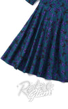 Dolly and Dotty Scarlette Midi Dress in Peacock Blue & Purple Butterfly skirt Dolly and Dotty Scarlette Midi Dress in Peacock Blue & Purple Butterfly skirt