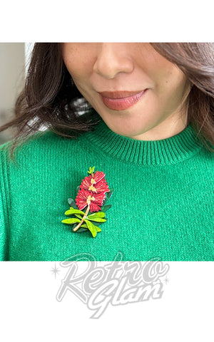 Erstwilder Crimson Bottlebrush Brooch Erstwilder Crimson Bottlebrush Brooch