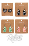 Erstwilder Halloween Earrings - Cat Head & Bone Kitty Drop Erstwilder Halloween Earrings - Cat Head & Bone Kitty Drop