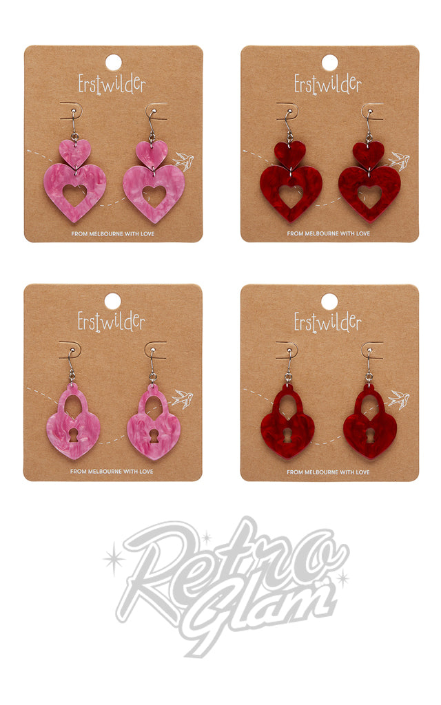 Erstwilder Valentines Essential Earrings - Double or Heart Locket Erstwilder Valentines Essential Earrings - Double or Heart Locket