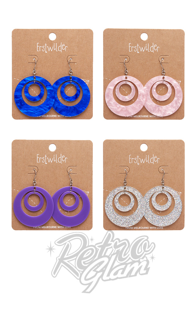 Erstwilder Double Hoop Resin Drop Earrings - Pink left only Erstwilder Double Hoop Resin Drop Earrings - Pink left only