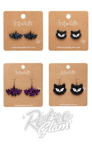Erstwilder Halloween 2023 Earrings - Bats & Cats Erstwilder Halloween 2023 Earrings - Bats & Cats