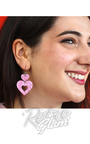 Erstwilder Earrings double heart pink Erstwilder Earrings double heart pink