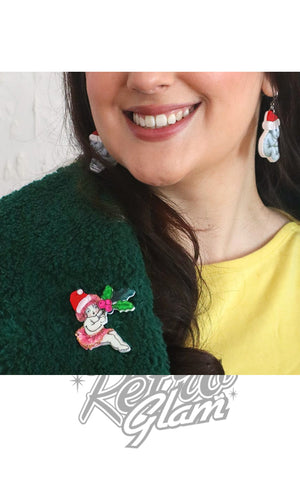 Erstwilder Little Ragged Christmas Brooch model Erstwilder Little Ragged Christmas Brooch model